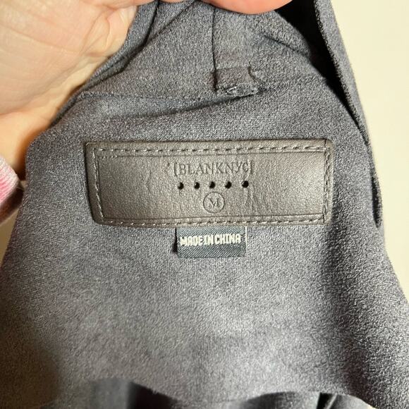 BLANK NYC Dark Gray Faux Suede Drape Front Jacket Size Medium Moto - Picture 5 of 6